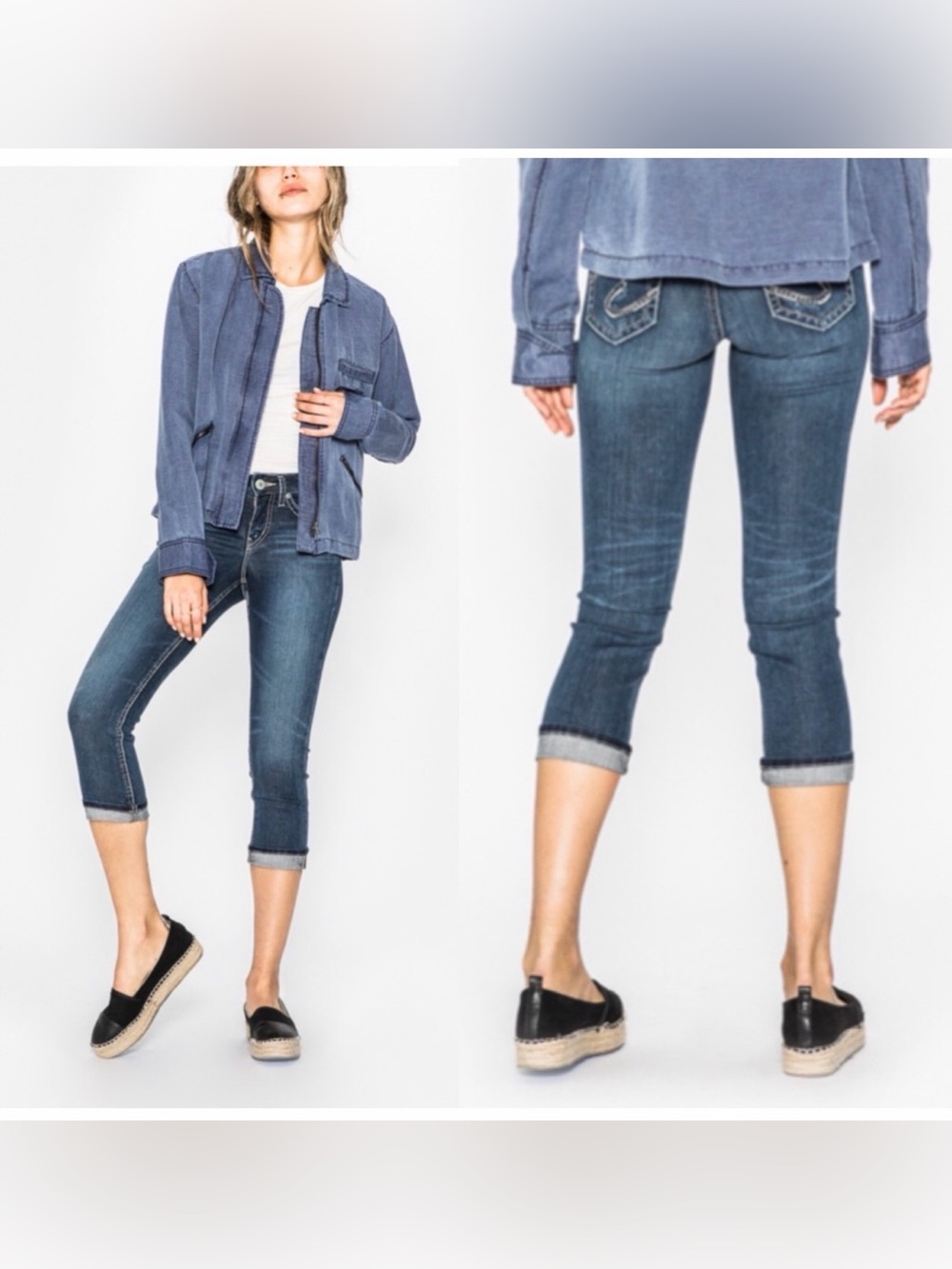 Silver Mid Rise SUKI Capri Slim Fit Cropped Jeans 31